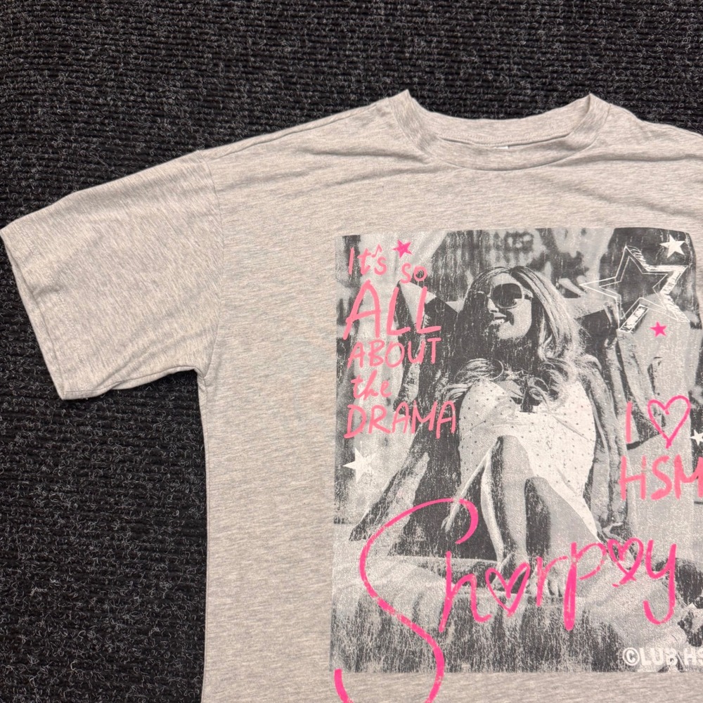 Disney High School Musical Sharpay Evans Graphic T-Shirt Gray Pink XS HSM Drama - Picture 7 of 11